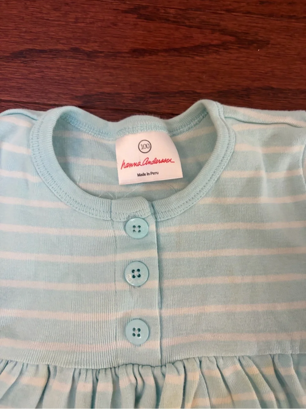 Hanna Andersson Mint Green and White Striped Girls Pajama Set 100 4